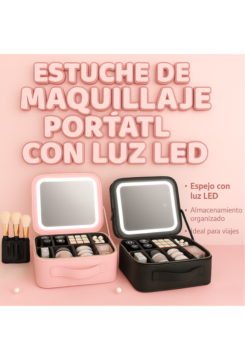 Estuche Maquillaje Portátil Con Luz LED