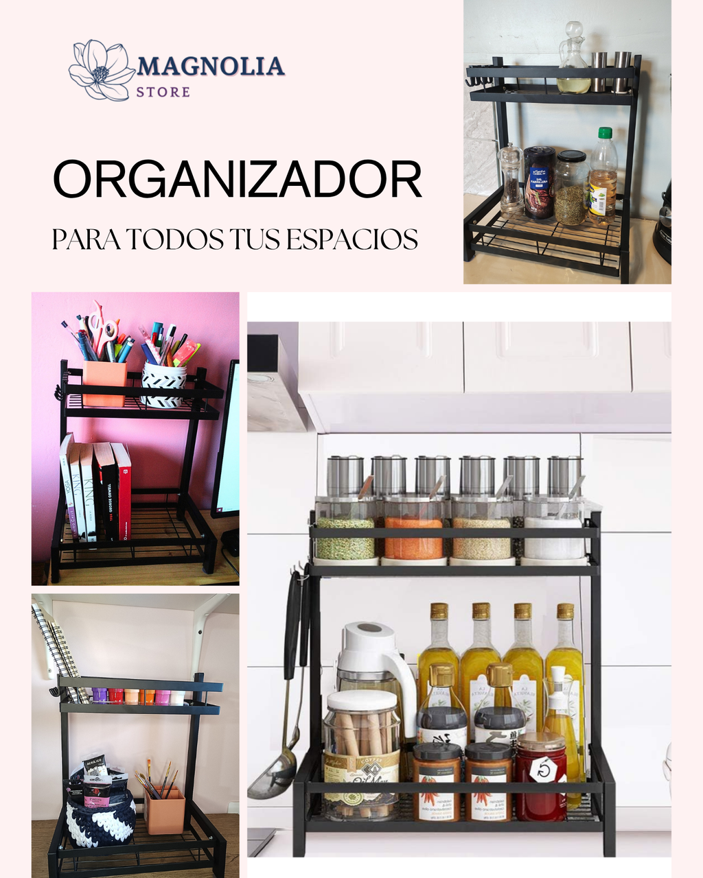 Mini Organizador Doble Acero con Estante