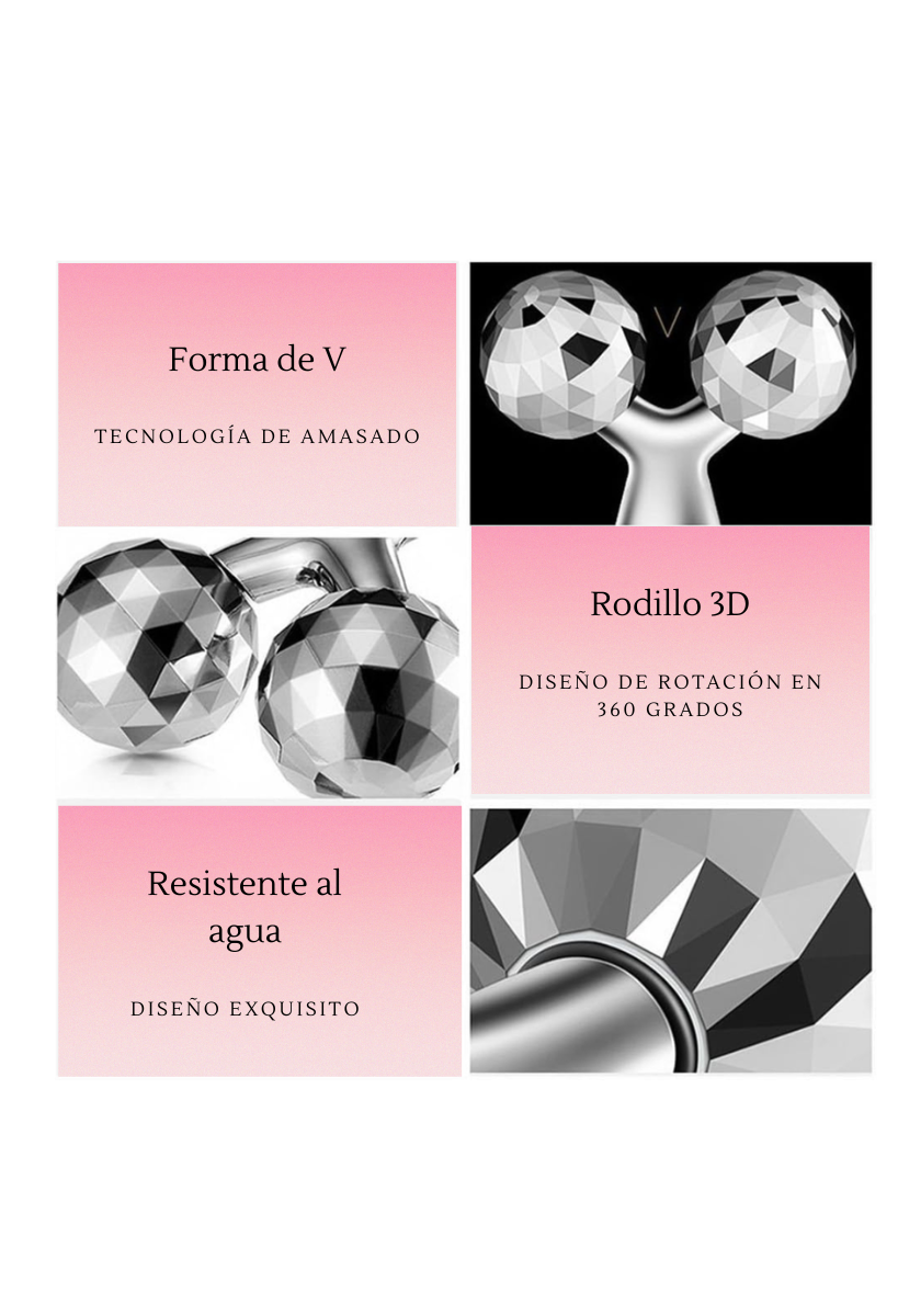 Masajeador Facial 3D de Rodillo Doble