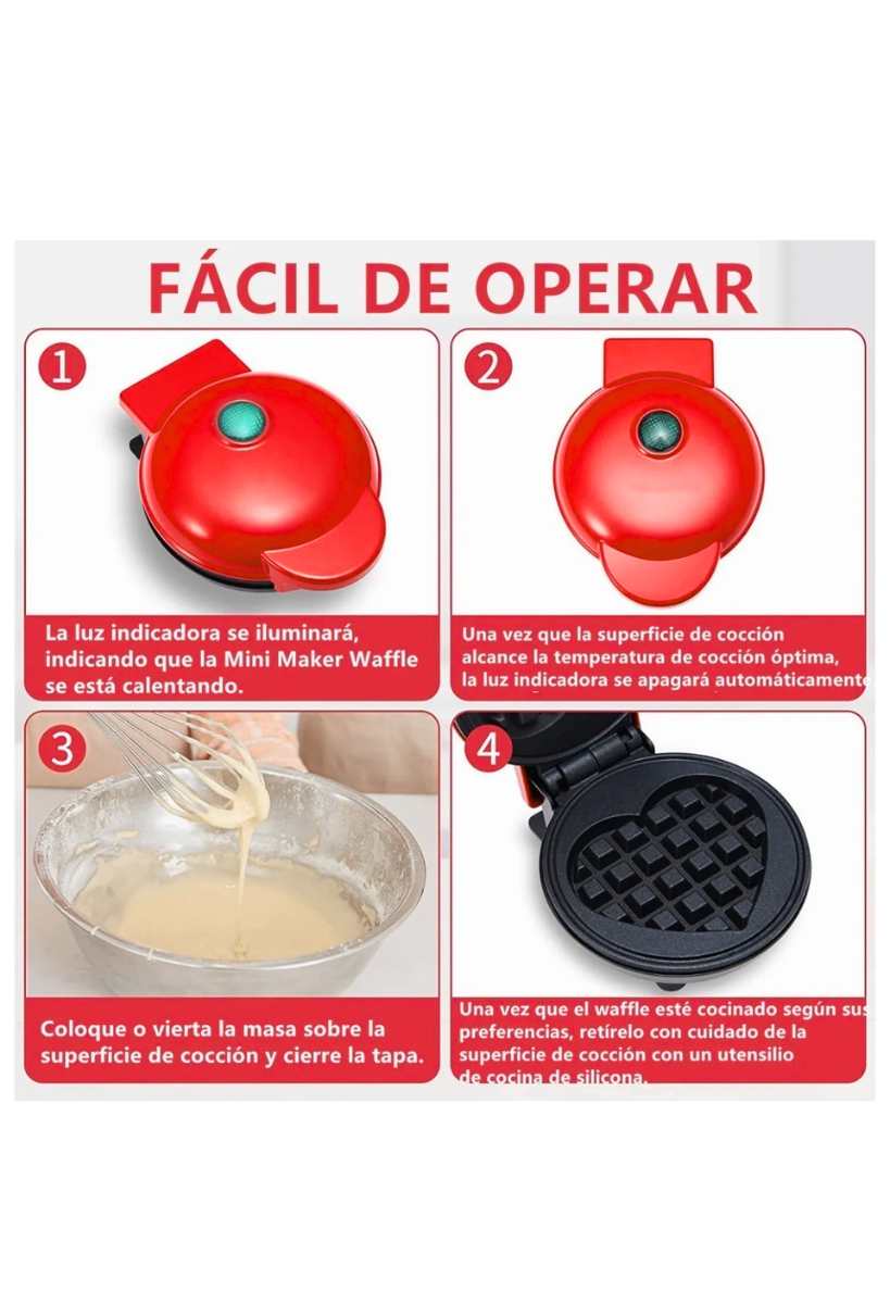 Wafflera en forma de Mini Corazón