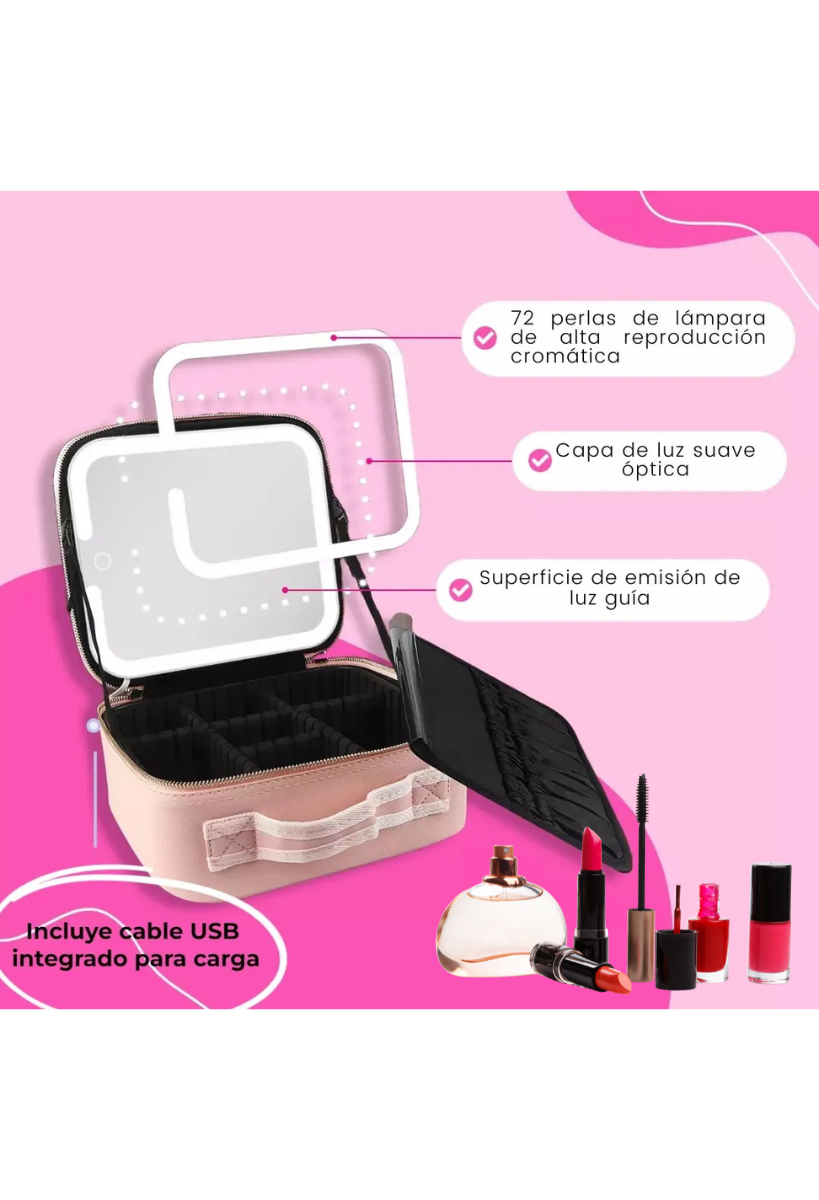 Estuche Maquillaje Portátil Con Luz LED